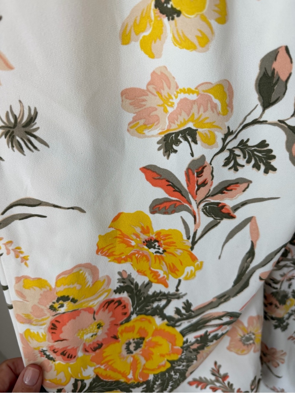 LOFT Outlet Floral Wide Leg Crop Pants White Pink Yellow Women’s Small - Picture 5 of 12